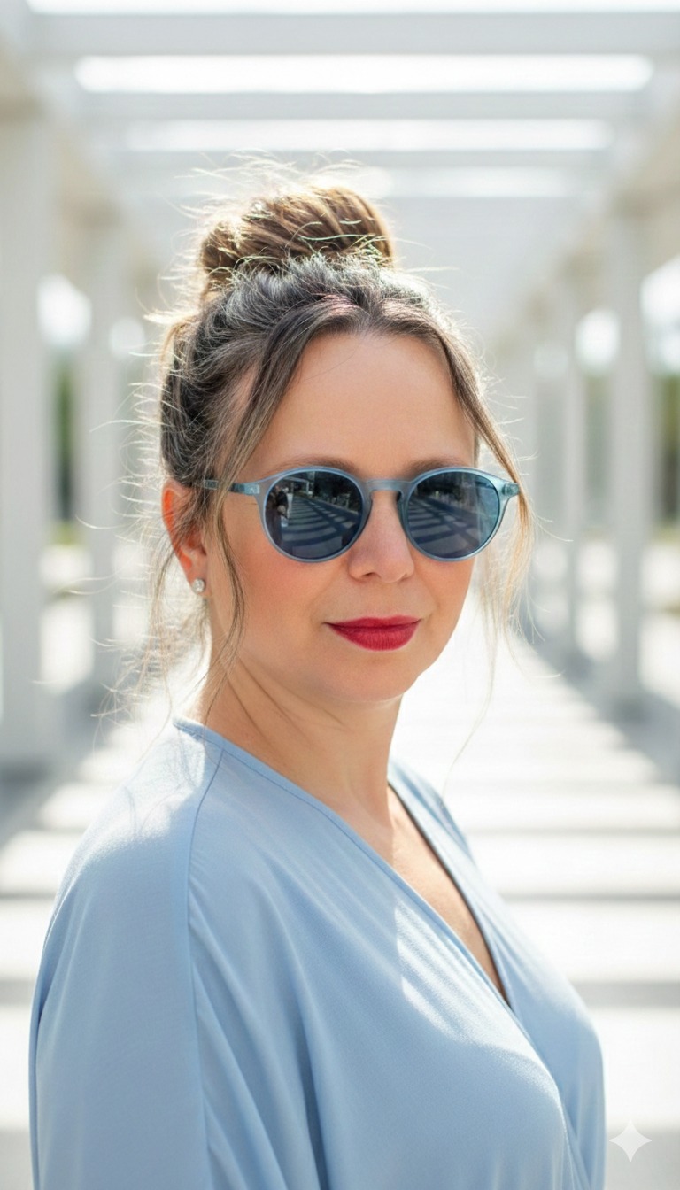 Silvia em Portugal sorrindo em Lisboa